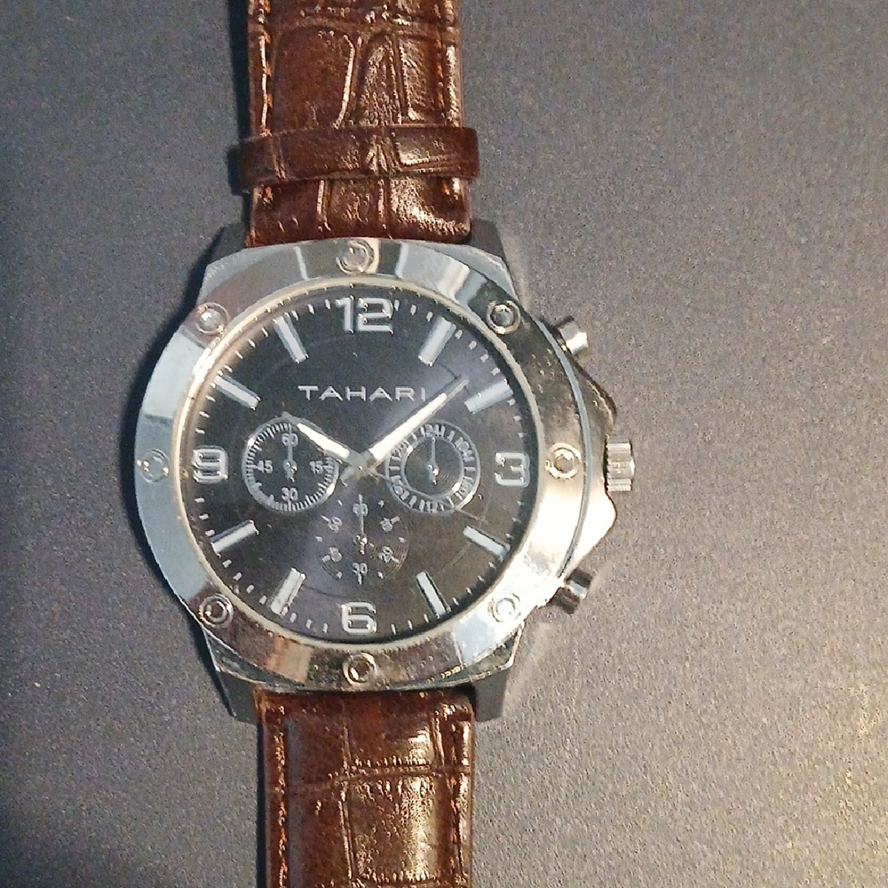 Tahari Brown and Silver Men's Watch